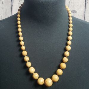 Vintage Wooden Chunky Round Ball Necklace